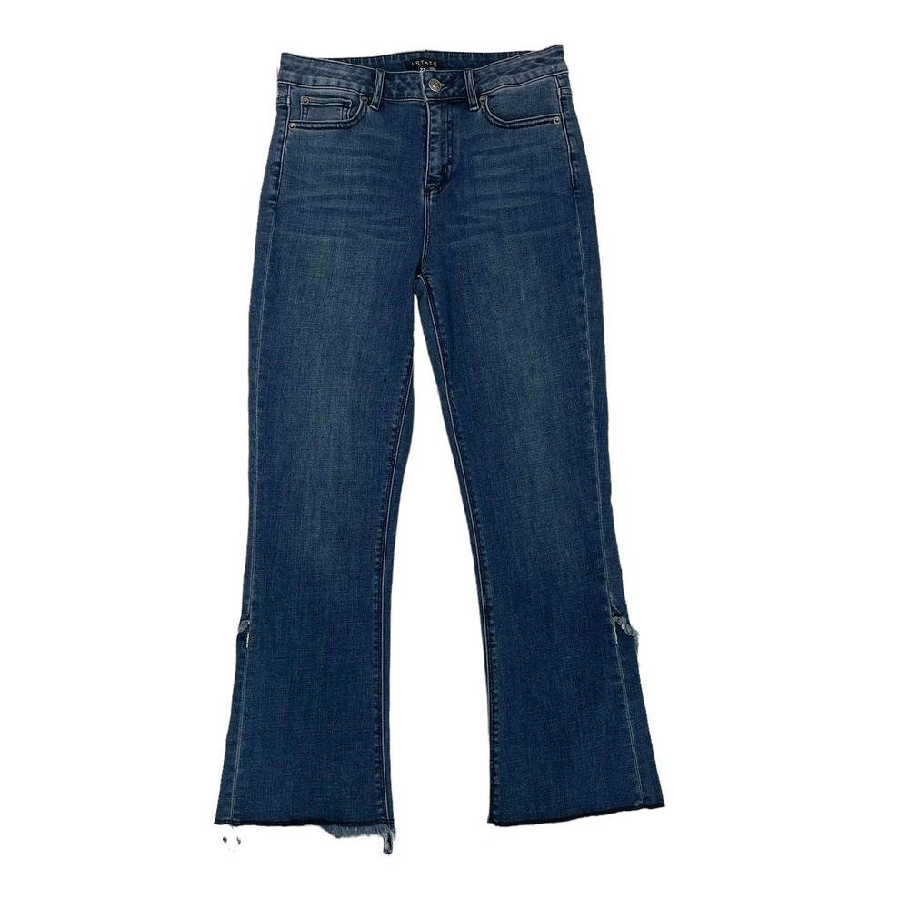 1. State Distressed Tulip Hem Medium Wash Flare Jean 27
